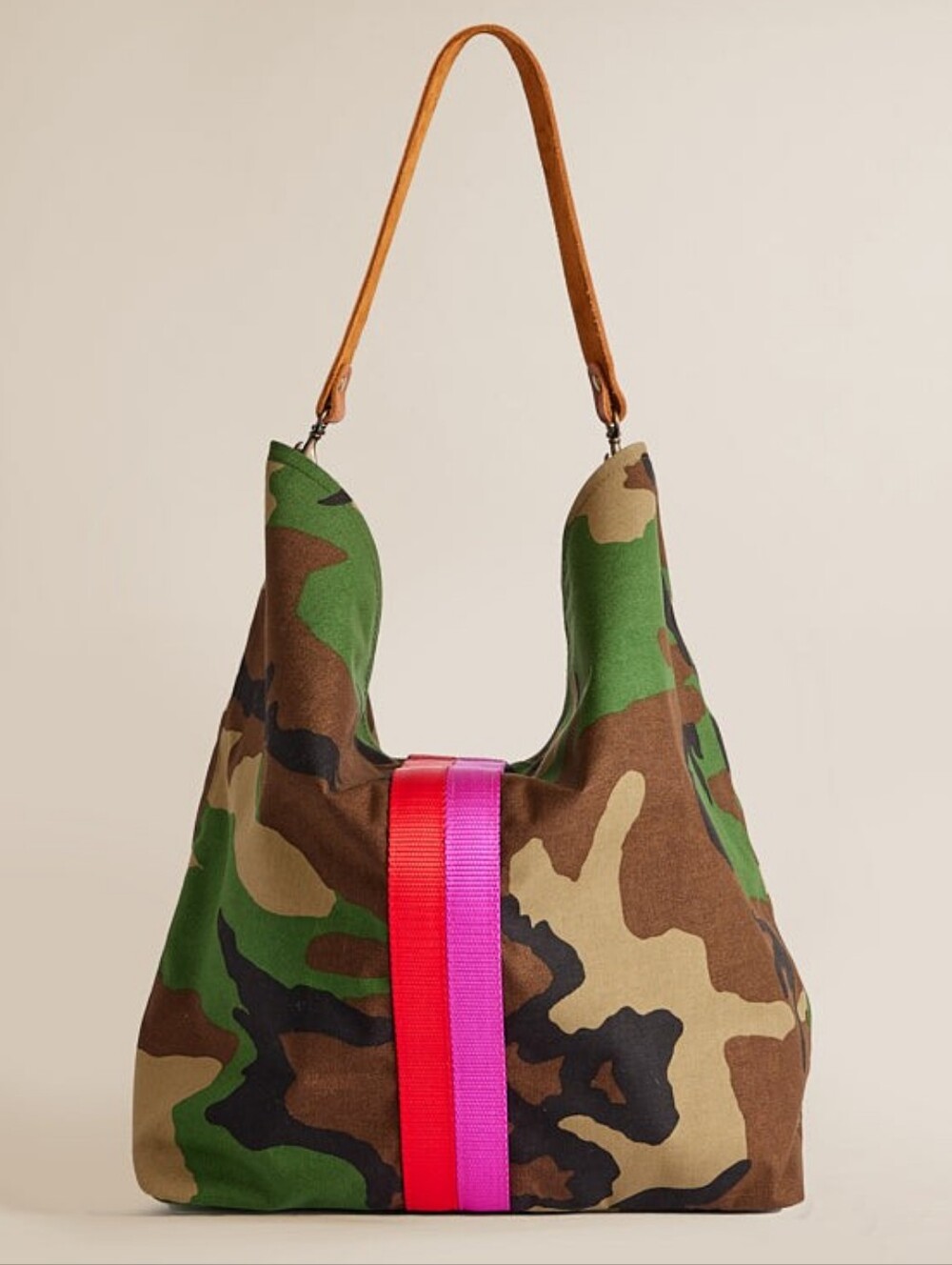 EXCELLENT PARKER THATCH JANE BAG - NYLON CAMO WITH PINK & RED STRIPE